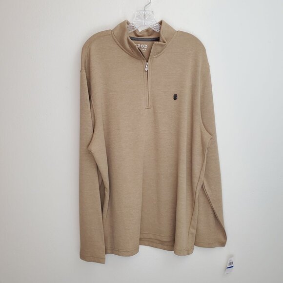 Izod Luxury Classics Long Sleeve Feeder Stripe 1/4 zip pullover - Picture 1 of 11